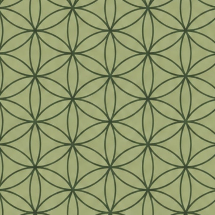 Ganzjahres-Kollektion Neutraldruck – Farbmuster Lebensblume schilfgrün