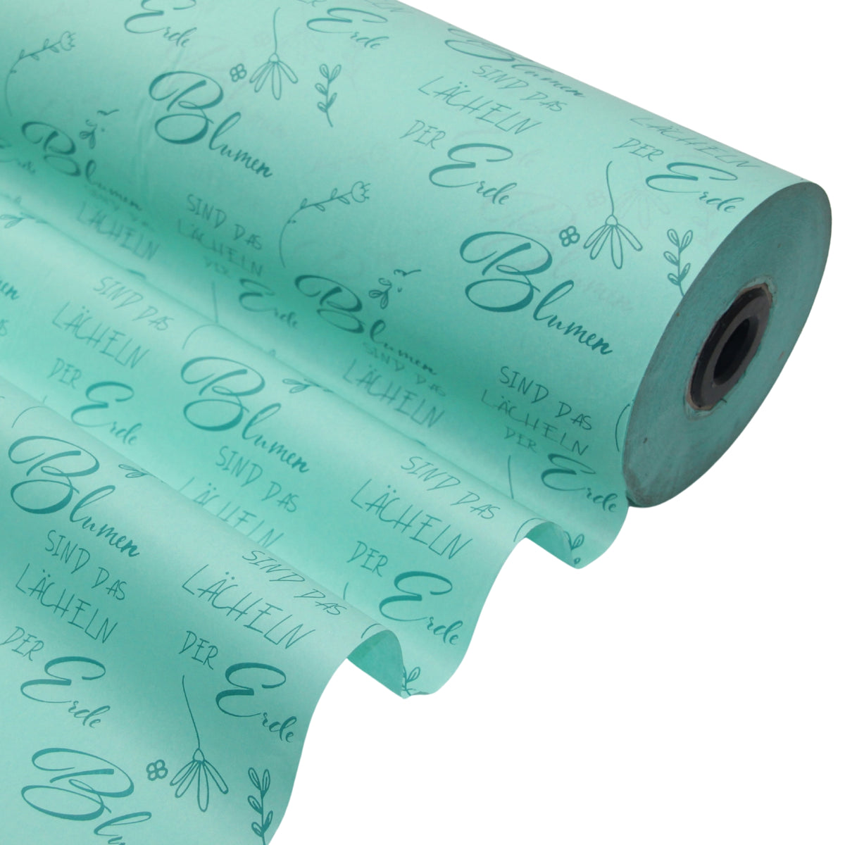 Ganzjahres-Kollektion Neutraldruck – Blumenlächeln türkis