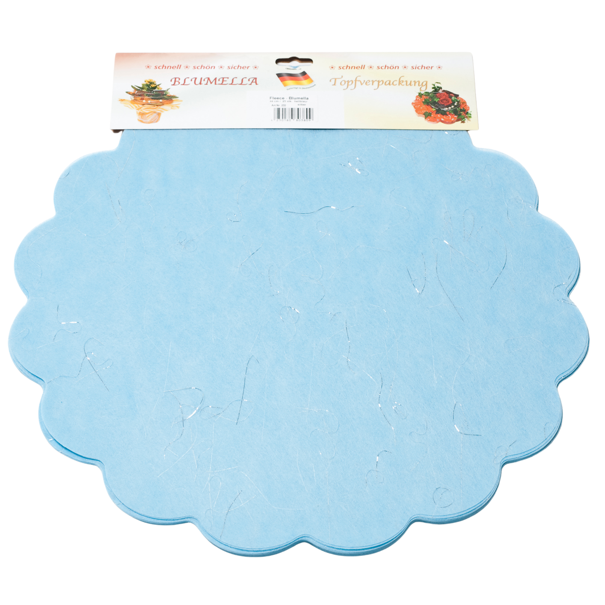 Blumella – hellblau mit silber Fäden
